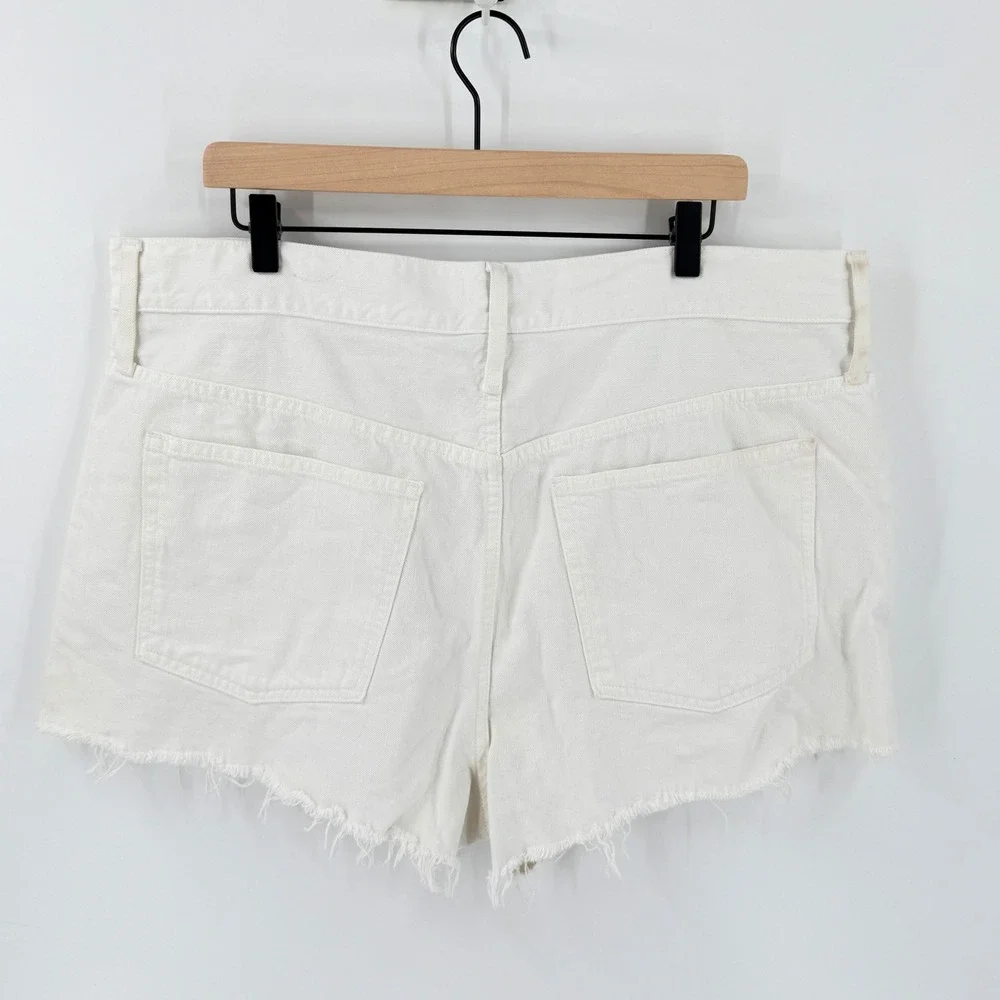 J.‎ Crew White Denim Cutoff Shorts Size 32 High Rise Raw Hem Summer Coastal